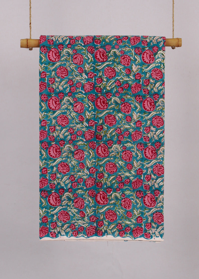 Cherry Autumns Cotton Hand Block Printed Fabric