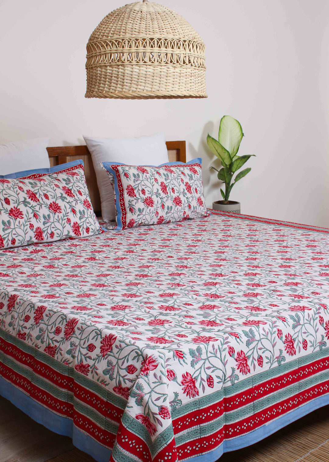 Ballad of the Lovelorn White Cotton Hand Block Printed Bed Linens