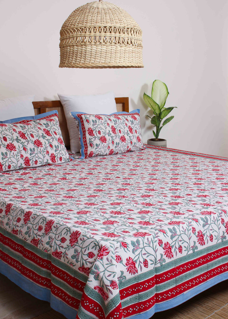 Ballad of the Lovelorn White Cotton Hand Block Printed Bed Linens