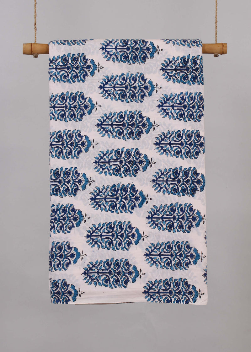 Ivory Chimes Cotton Hand Block Printed Fabric