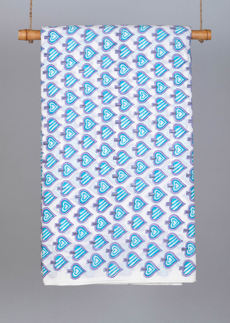 Cerulean Ace Cotton Hand Block Printed Fabric (2.00 Meter)