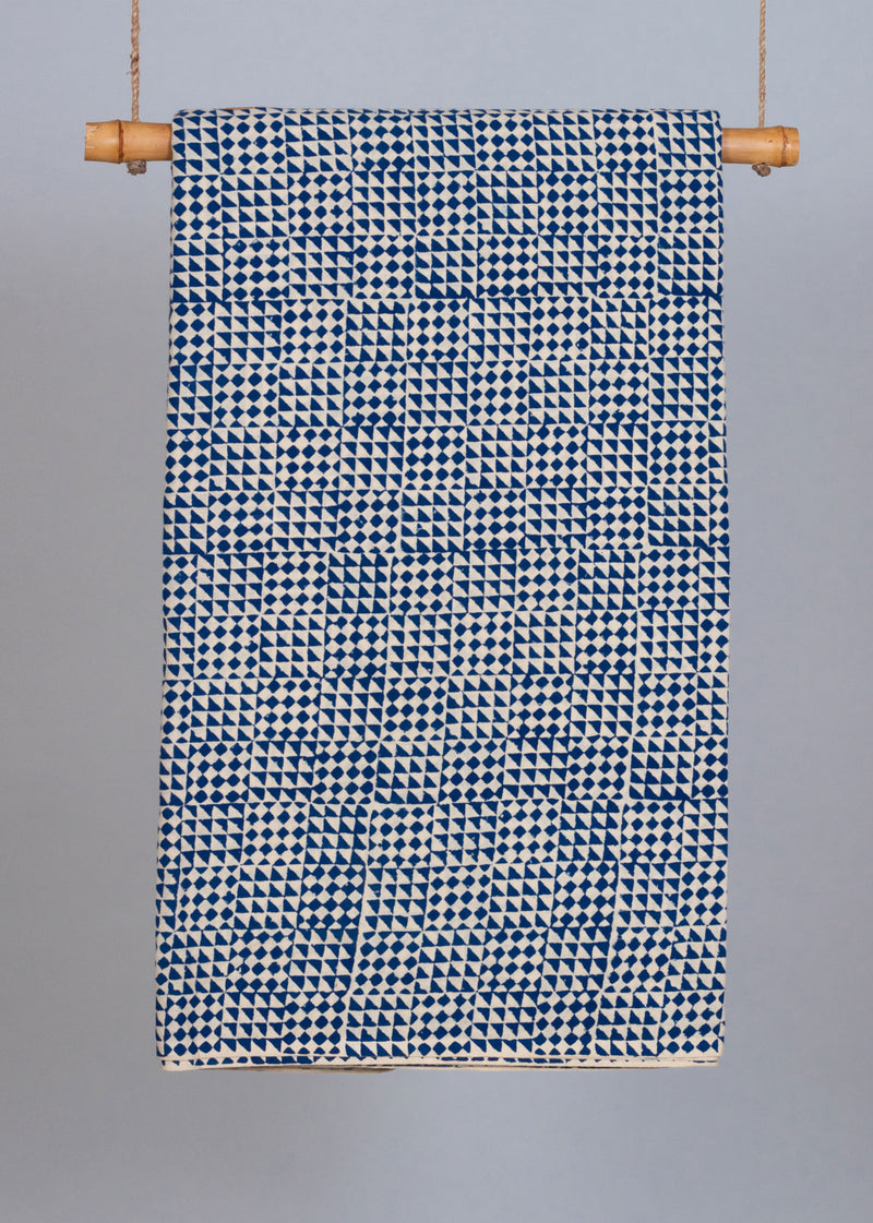 Rhinestone Indigo Cotton Hand Block Printed Fabric 3.50 Meter
