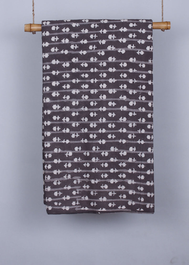 Neonate Brown Cotton Hand Block Printed Fabric