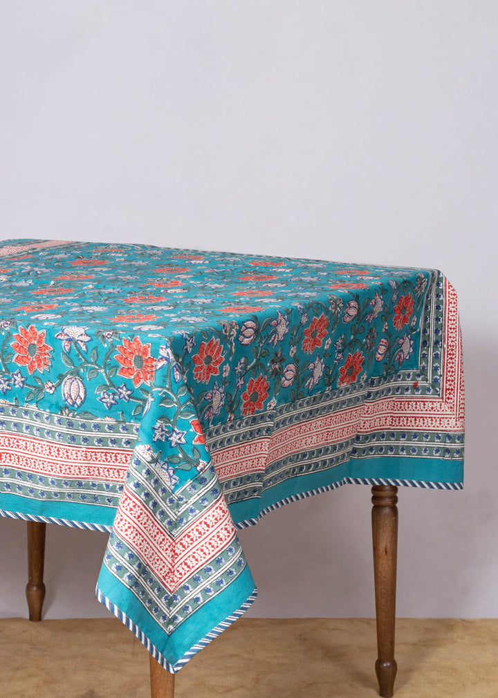 Eden of the Ocean Hand Block Printed  Table Cover