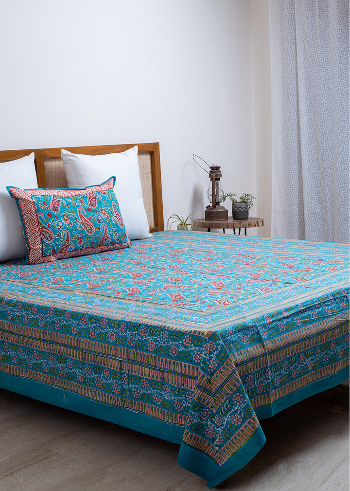 Paisley Hand Block Printed Cotton Bedsheet