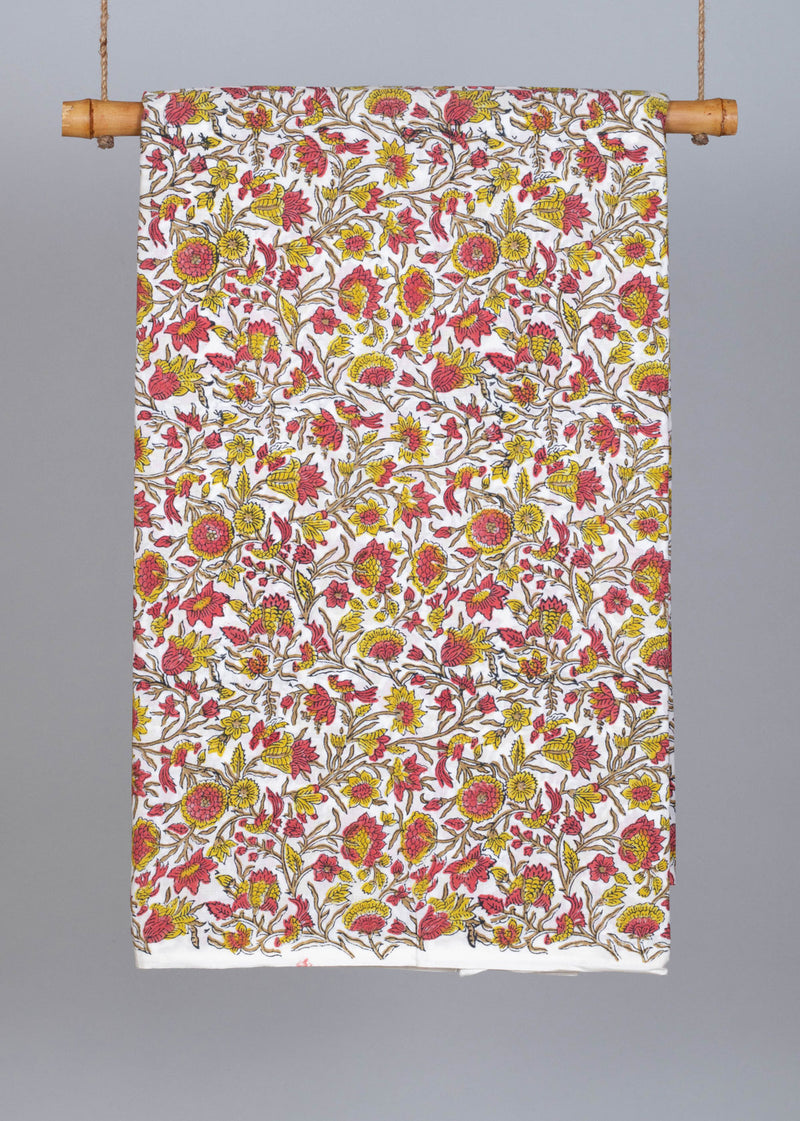 Highland Bloom Cotton Hand Block Printed Fabric