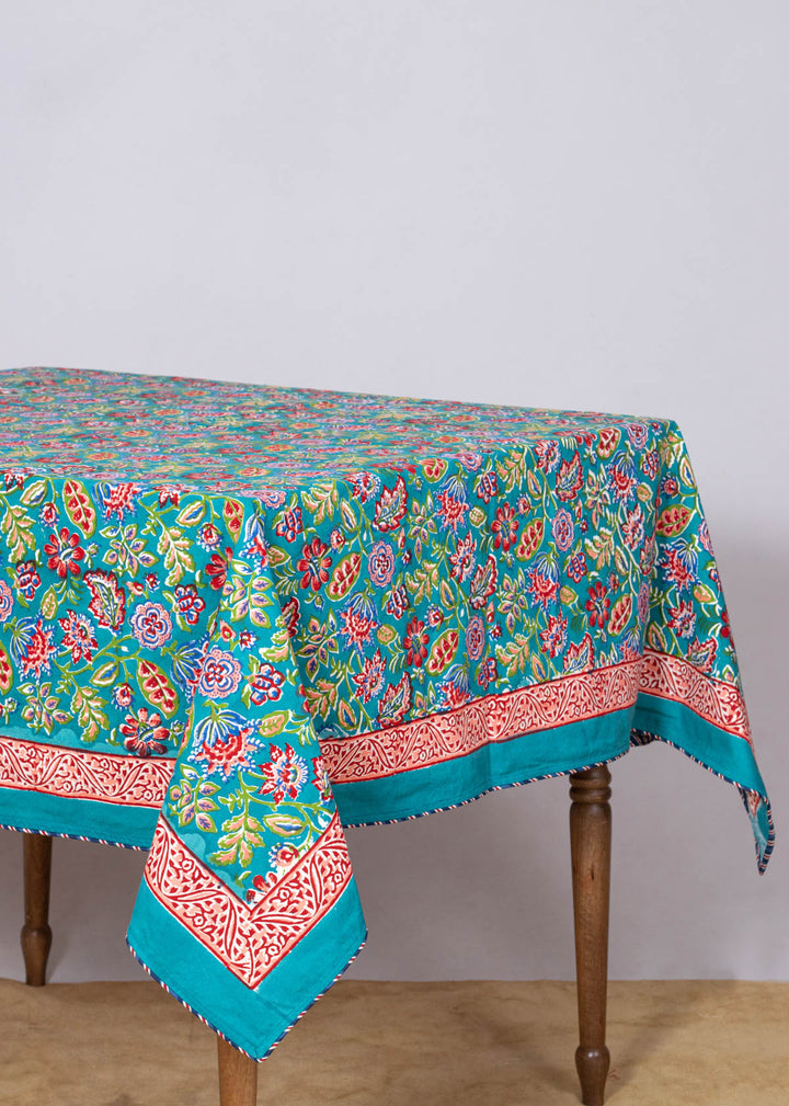 Acid Greens Hand Block Printed Table Cover