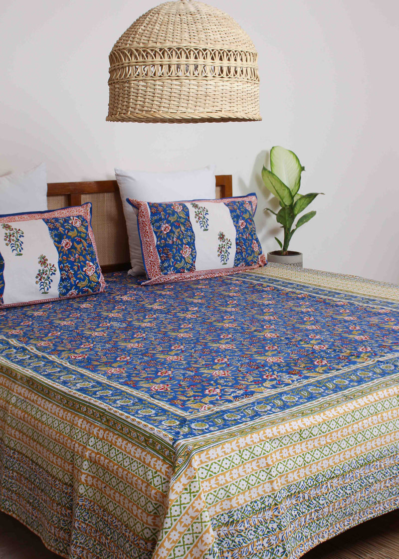 Night Rose Cotton Hand Block Printed Bed Linens