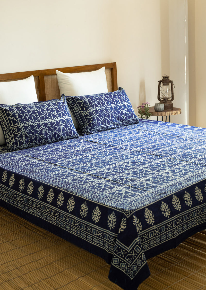 "Lovely Inferno Hand Block Printed Cotton Bedsheet "