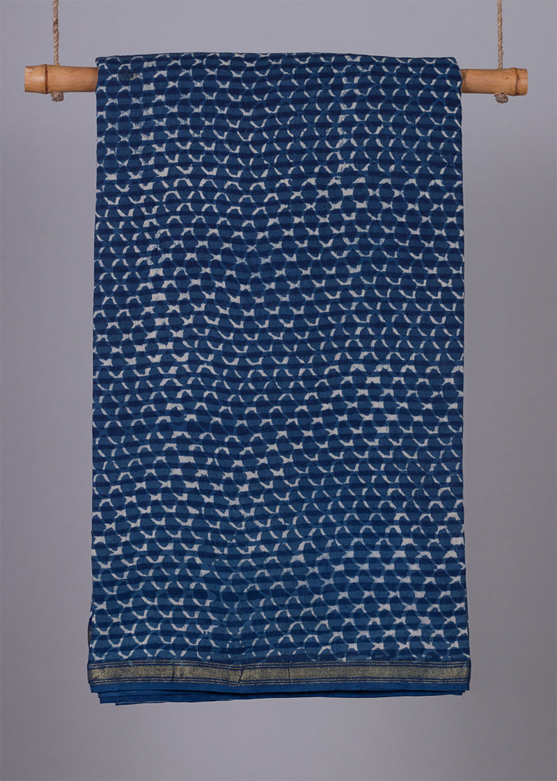 Chanderi Neel Jharoka  Hand Block Printed Fabric (1.00 Meter)