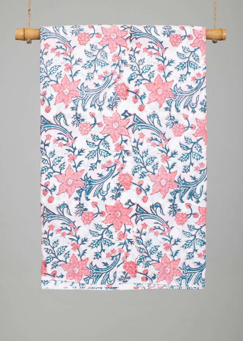 Starlines Bloom Cotton Hand Block Printed Fabric (1.70 Meter)