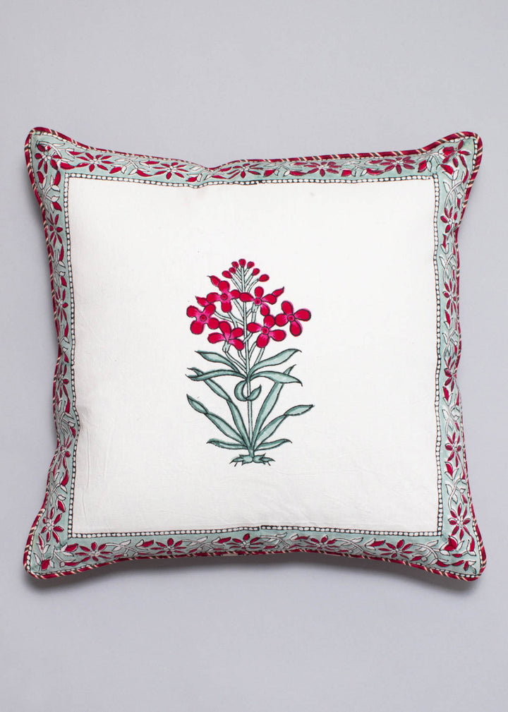 Bloom of Bliss Hand Block Printed Cushion Cover