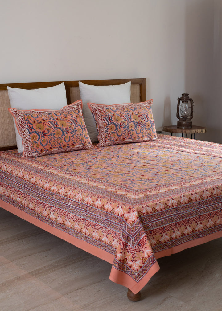 Sundown Hand Block Printed Cotton Bedsheet