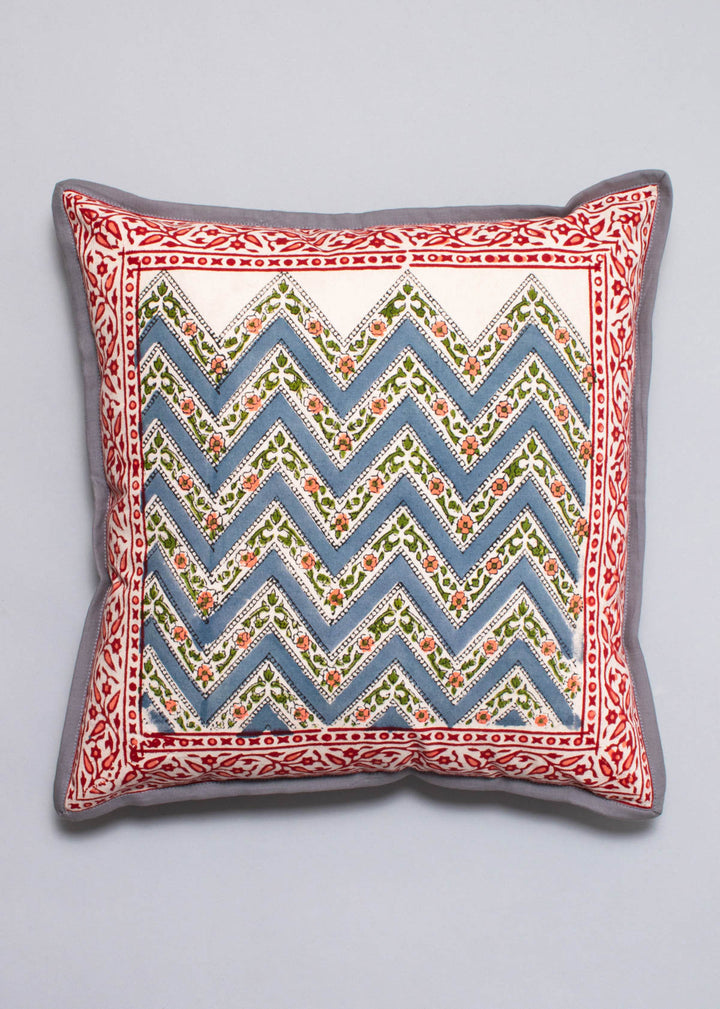 Creepers in Chevron Hand Block Printed Cushion Cover