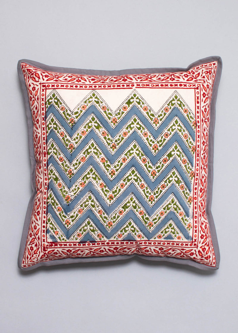Creepers in Chevron Hand Block Printed Cushion Cover