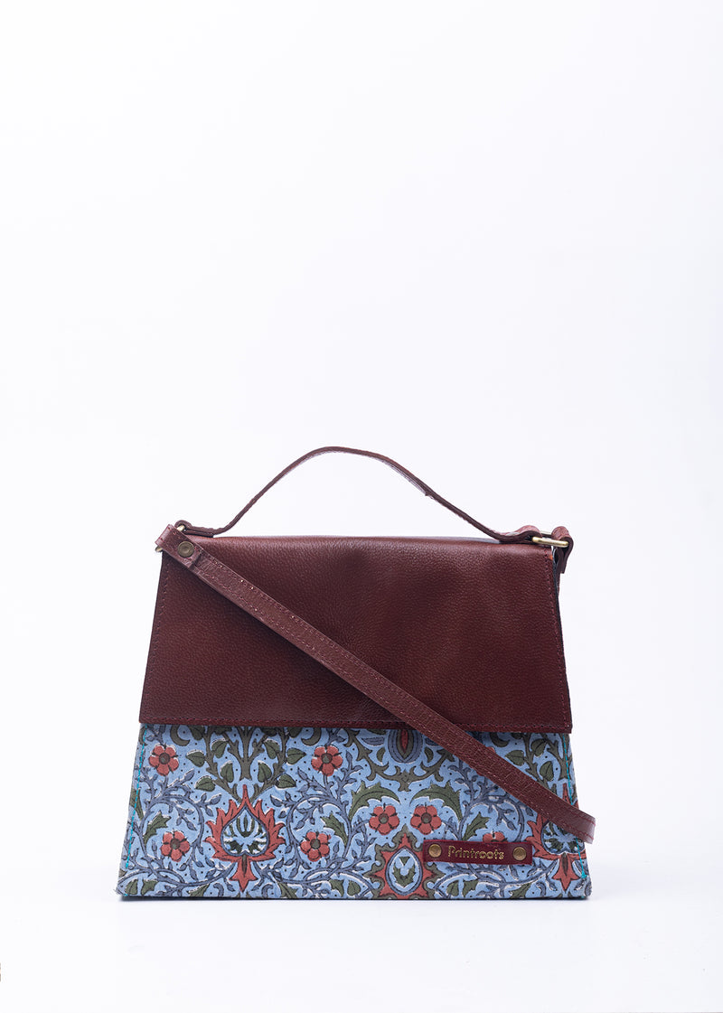 New Dawn Hand Block Printed Leather Sling Bag