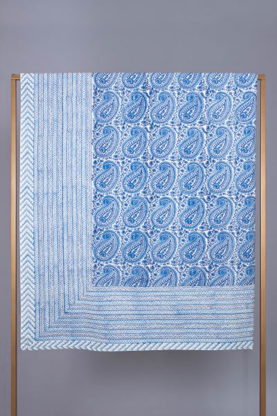 A Sea Of Sapphire Hand Block Printed Cotton Bedsheet