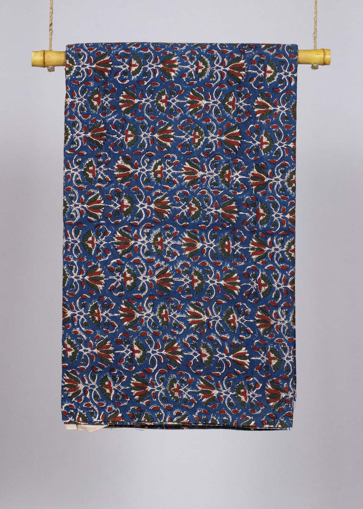 Revelation Blue Mulmul  Hand Block Printed Fabric