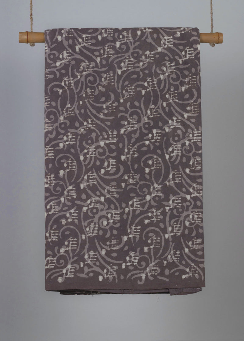 Camel Taupe Gray Hand Block Printed Fabric (1.00 Meter)