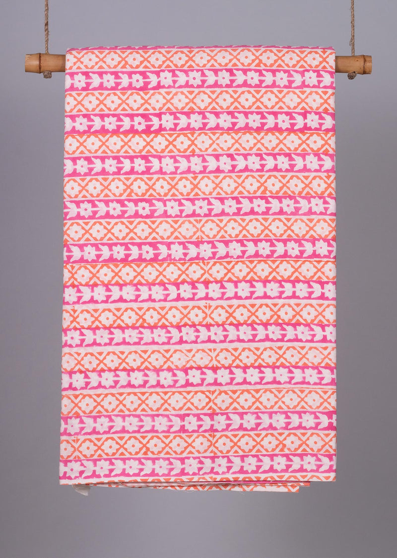 Springtide Lanes Cotton Hand Block Printed Fabric (3.00 Meter)