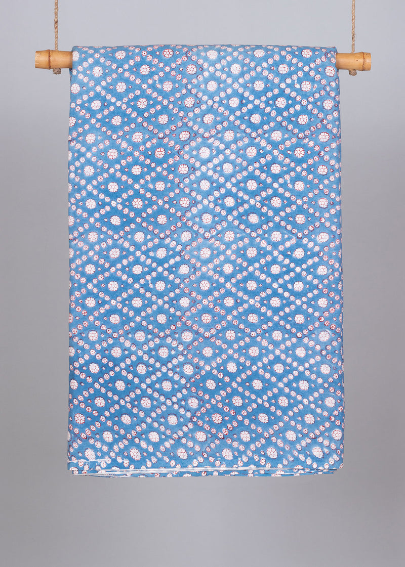 Floral Burfi Hand Block Printed Cotton Fabric (3.20 Meter)