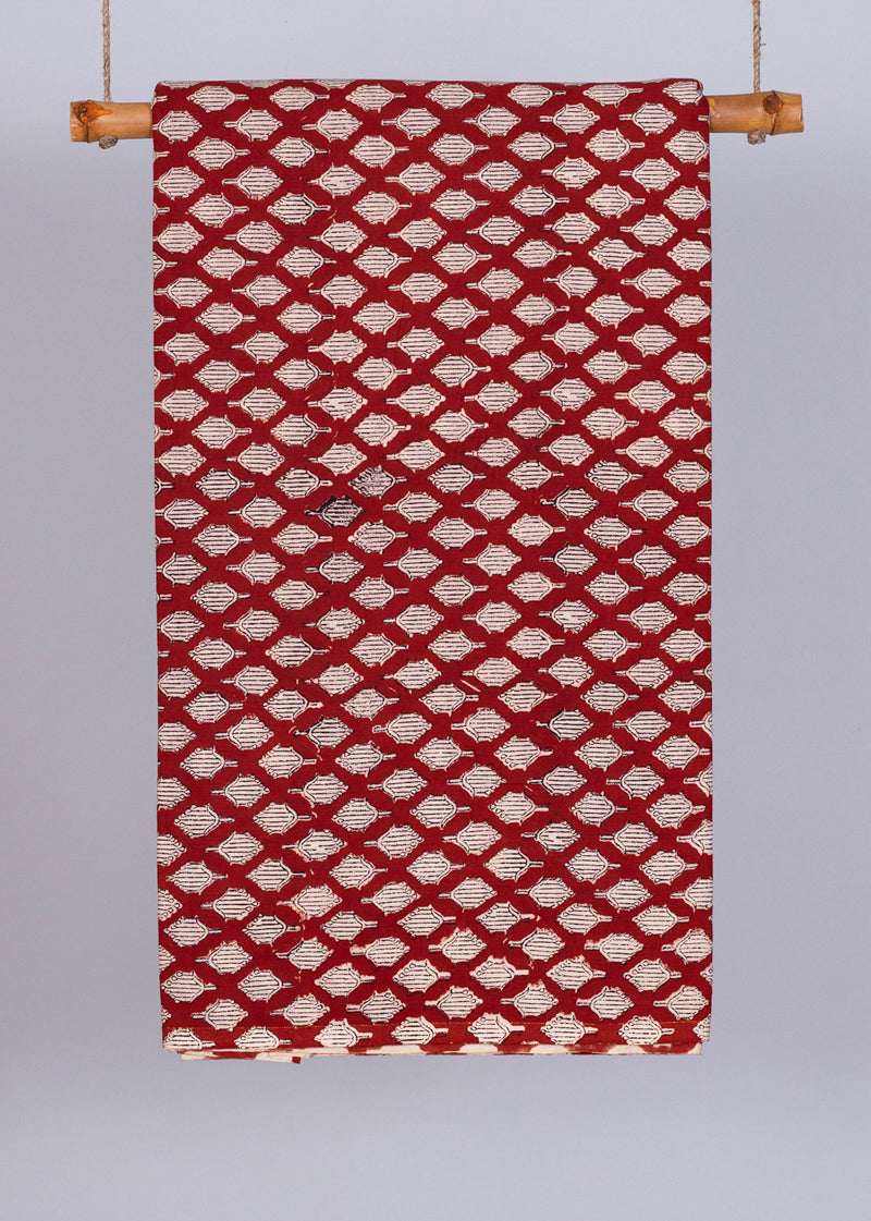 Aperture Carmine Cotton Hand Block Printed Fabric