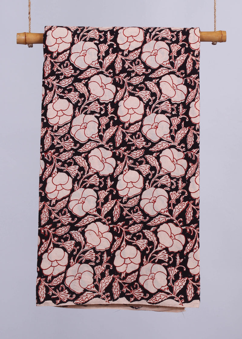 Monsoon Poppies Cotton Hand Block Printed Fabric