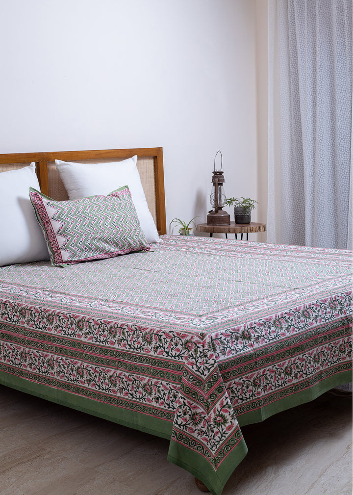 Valleys Hand Block Printed Cotton Bedsheet