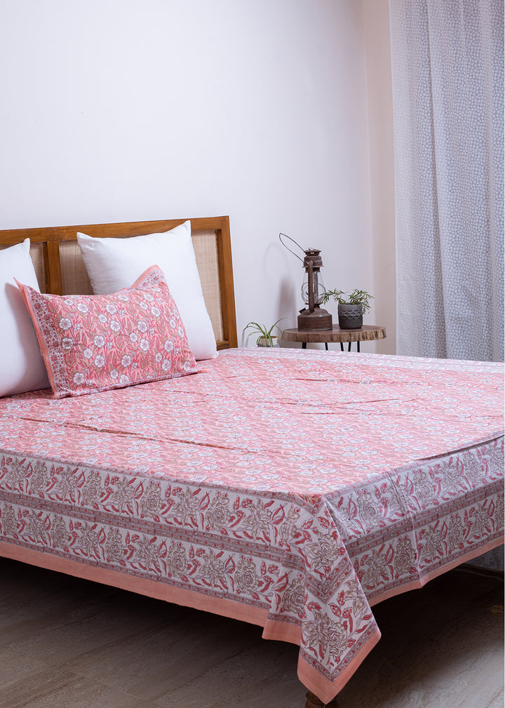 Nectar Hand Block Printed Cotton Bedsheet