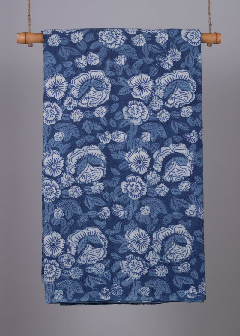 Nightingale Indigo Hand Block Printed Fabric (2.00 Meter)