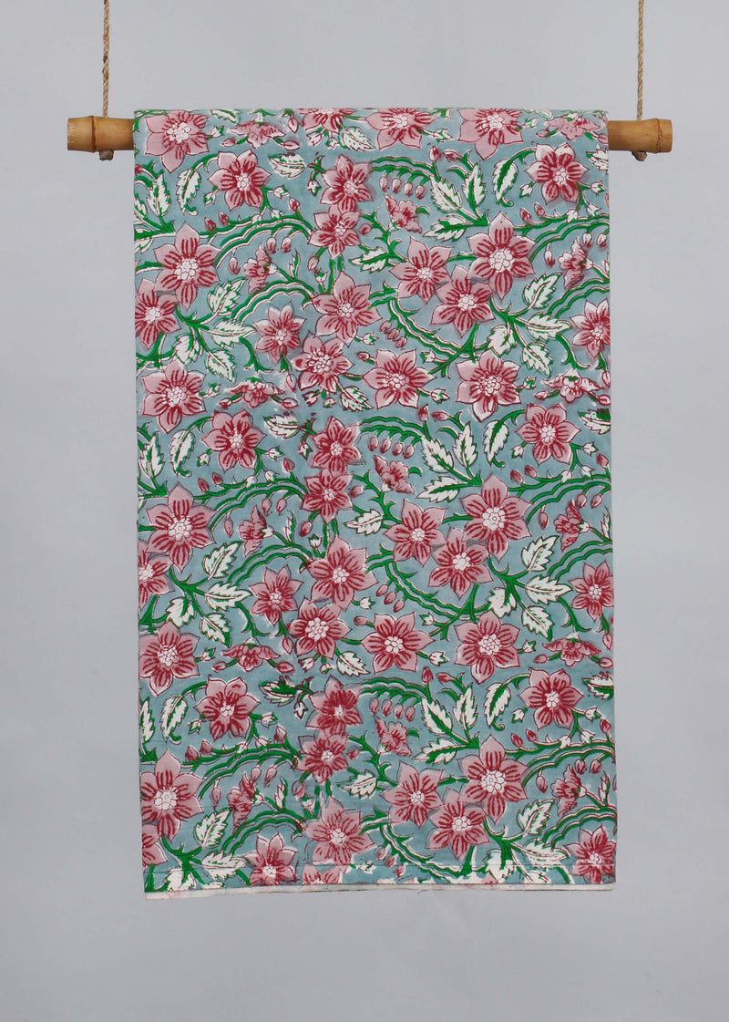 Rose of the Moment Cotton Hand Block Printed Fabric