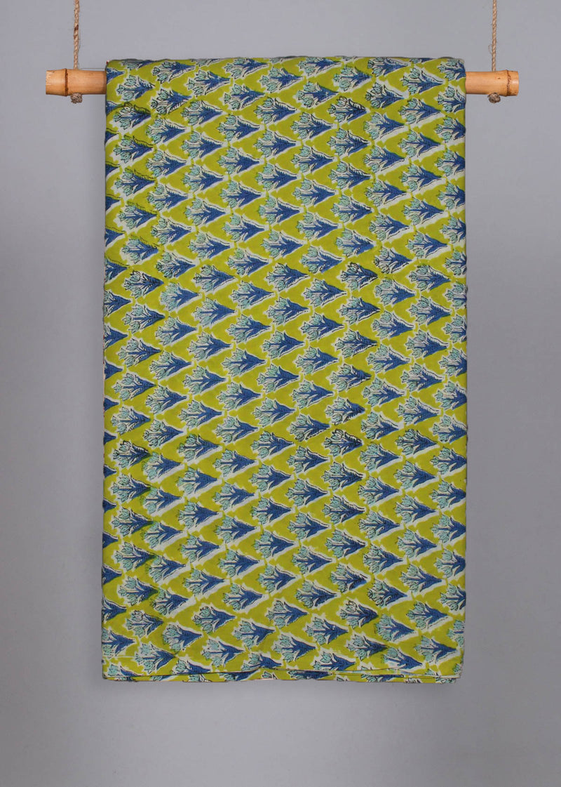 Chiming Skies Acid Cotton Hand Block Printed Fabric (2.00 Meter)