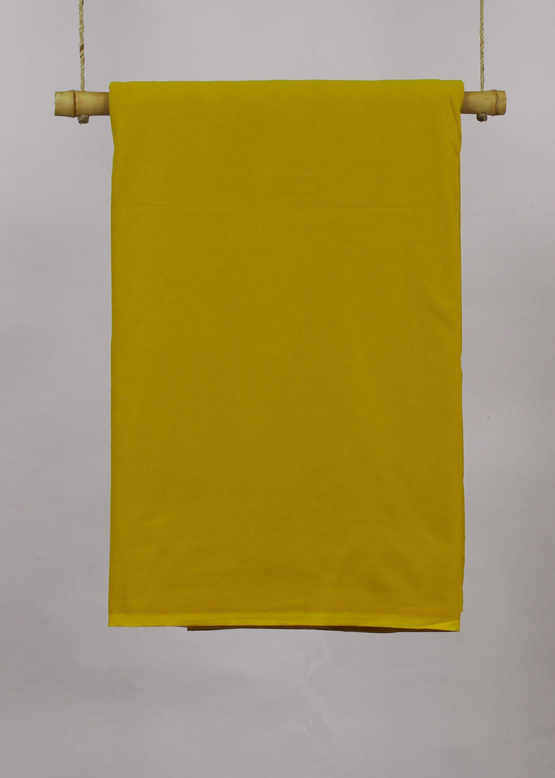 Yellow Medallion Cotton Plain Dyed Fabric