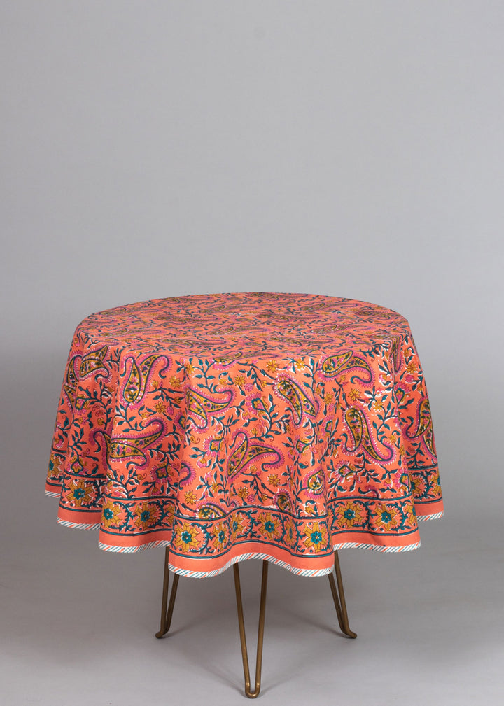 Aquamarine Hand Block Printed Table Cover