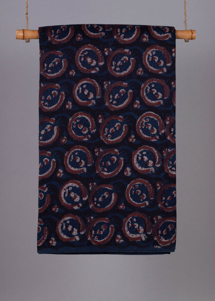 Floral Fetters Indigo Chanderi Hand Block Printed Fabric