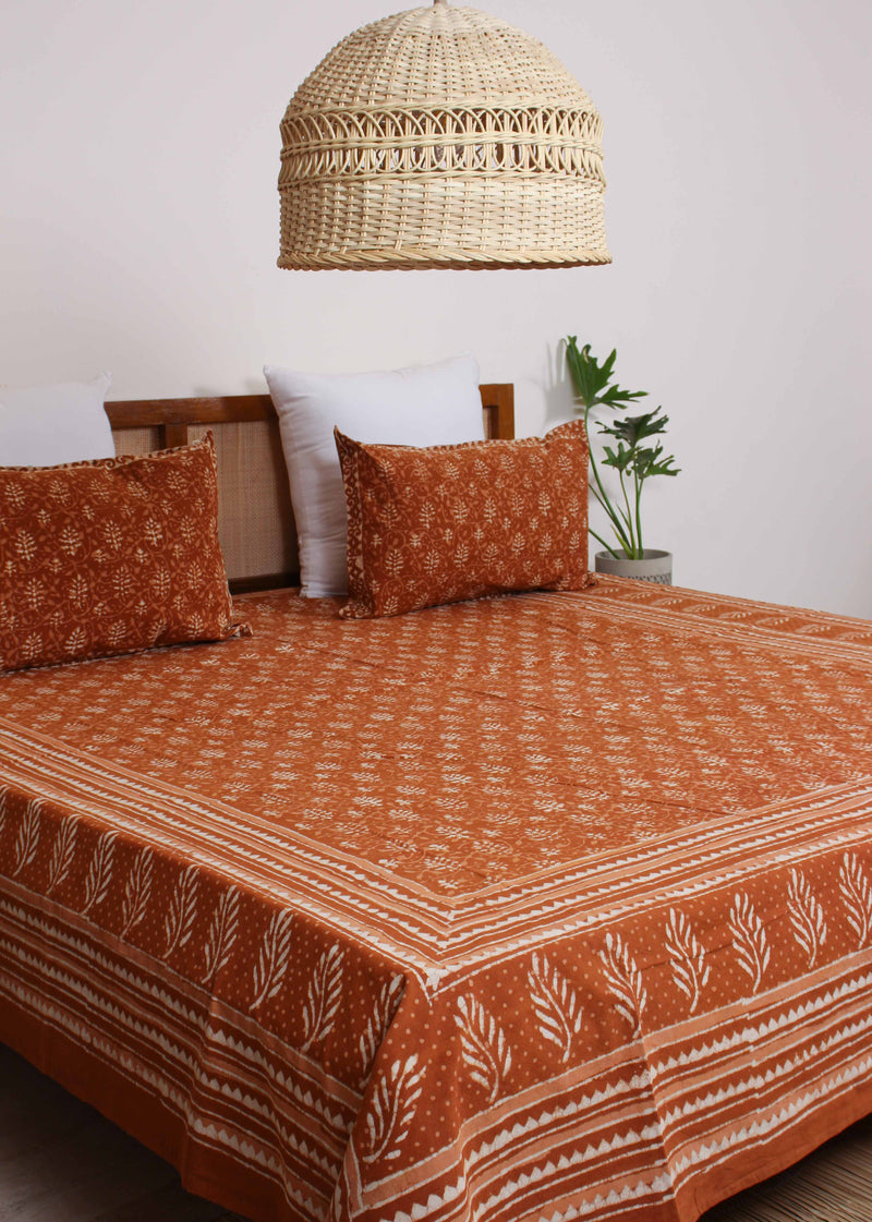 Vermilion Of Dawn Cotton Hand Block Printed Bed Linens