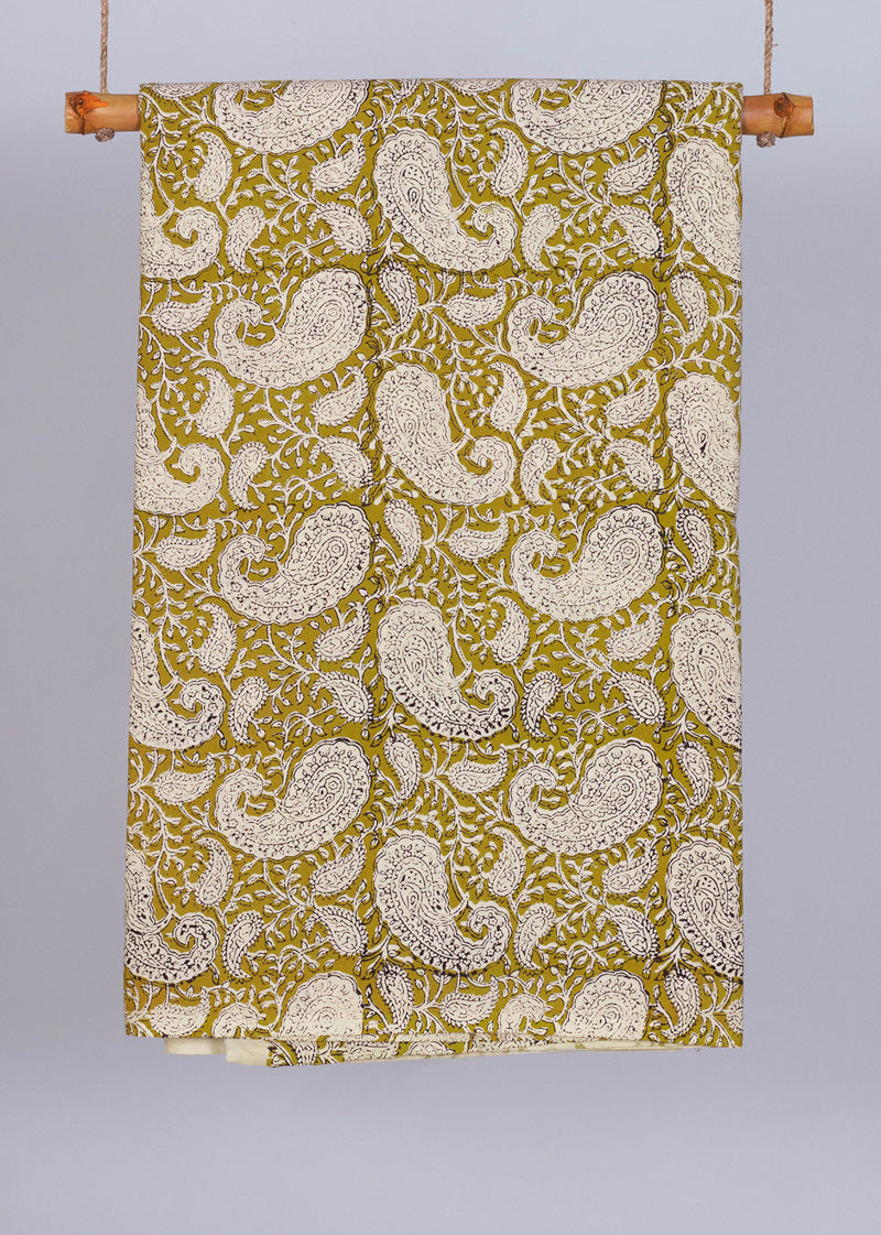 Pantomime Mustard Cotton Hand Block Printed Fabric