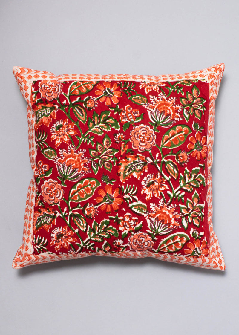 Tropical Retreat Hand Block Printed Cushion Cover