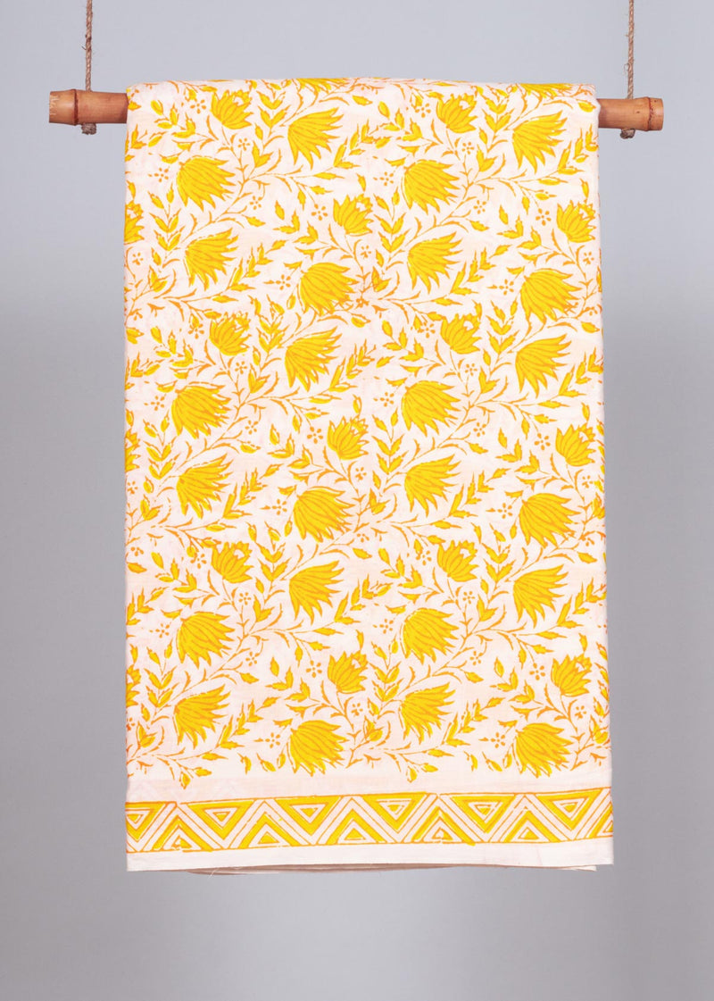 Inferno Yellow Cotton Hand Block Printed Fabric