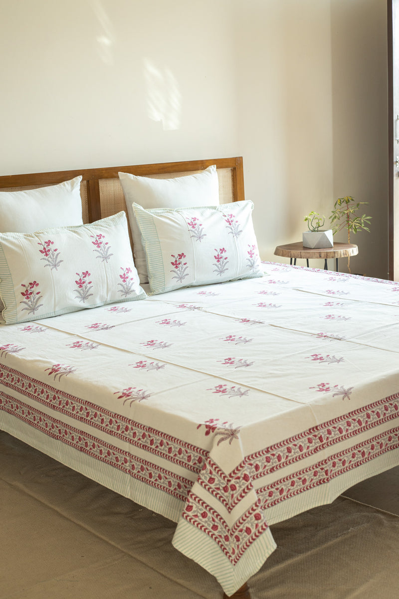 Lovely Inferno Hand Block Printed Cotton Bedsheet