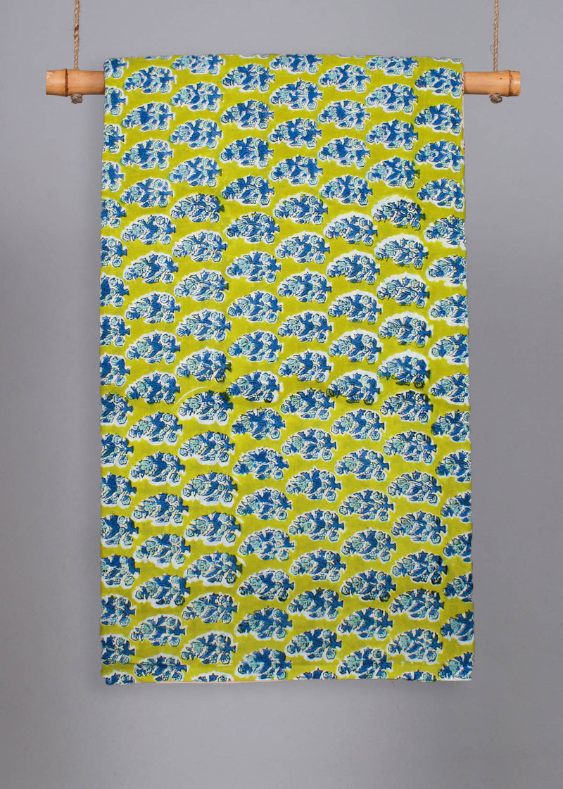 Summer Love Acid Cotton Hand Block Printed Fabric (2.90 Meter)