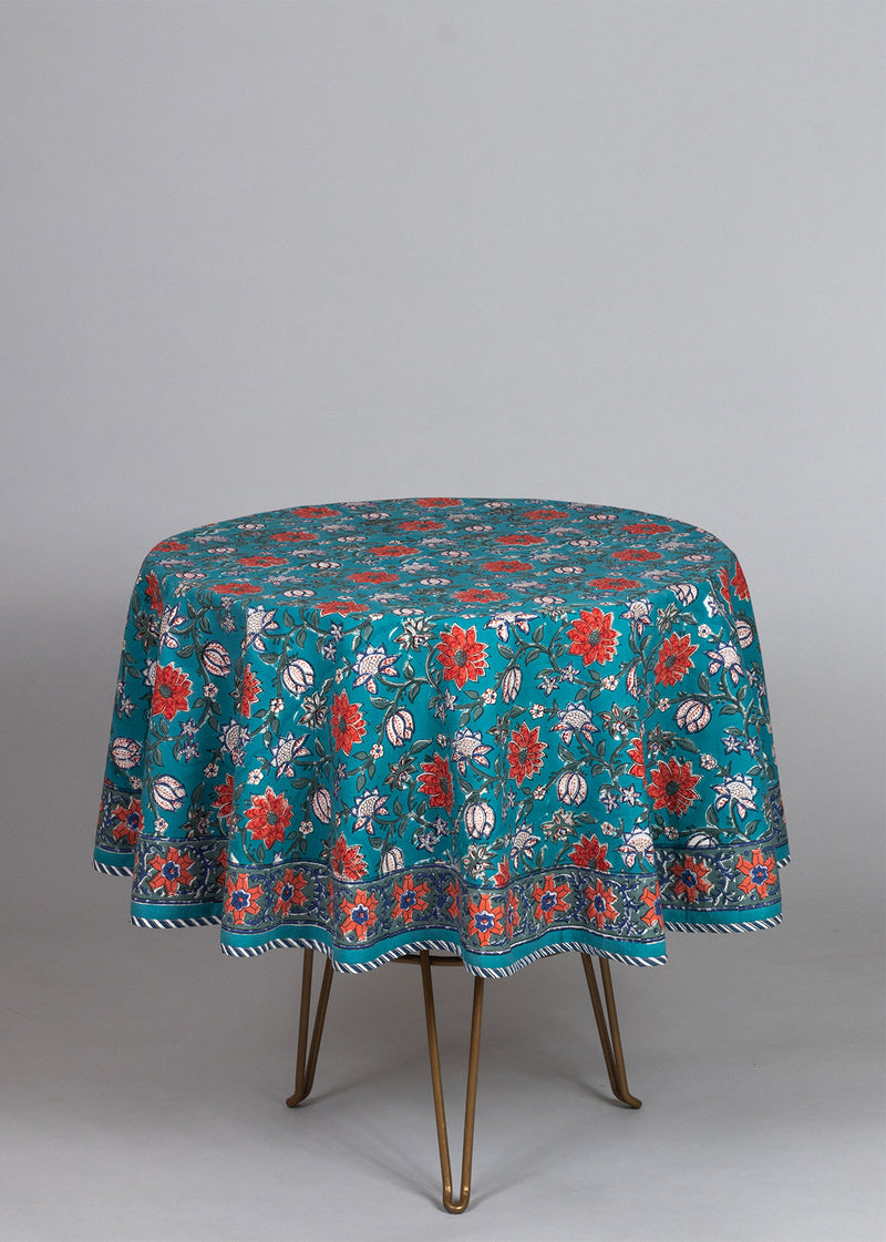 Eden of the Ocean Hand Block Printed  Table Cover