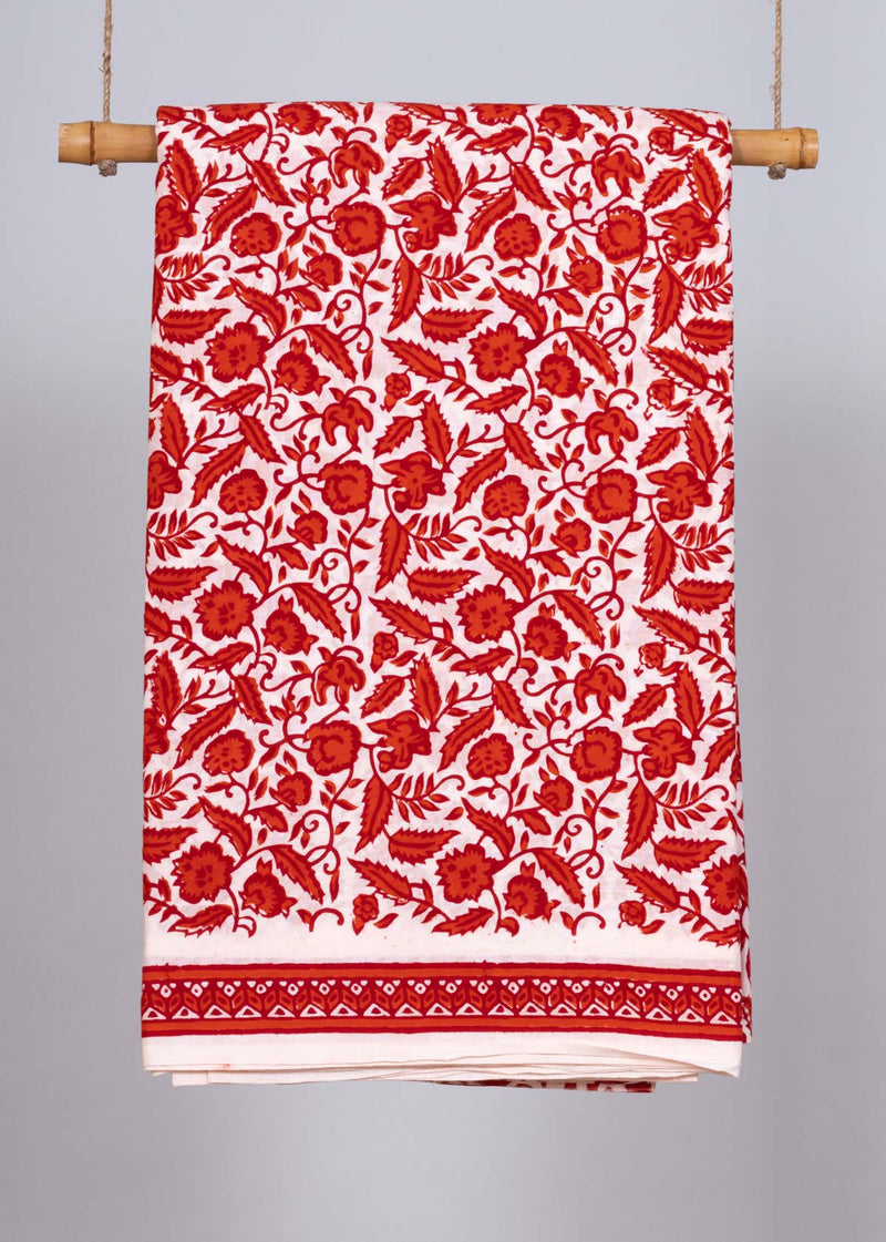 Vineyard Red Cotton Hand Block Printed Fabric (1.00 Meter)