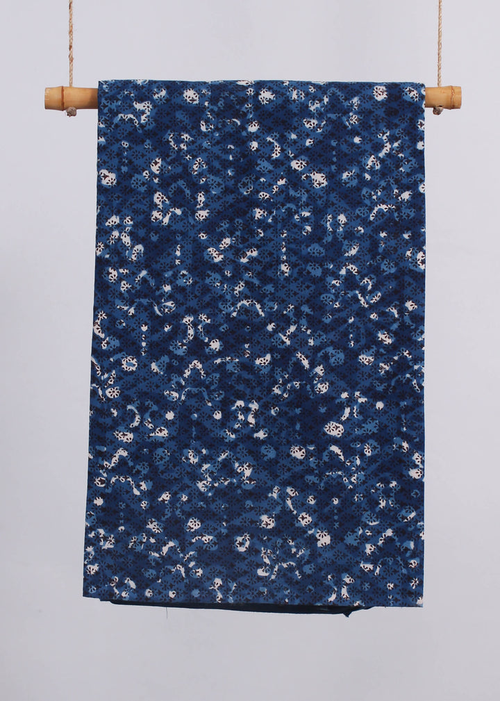 Casper Indigo Cotton Hand Block Printed Fabric