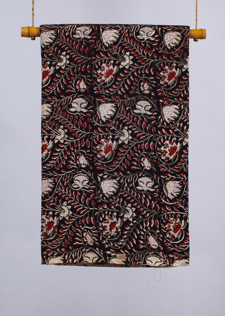 Desert Days Black Cotton Hand Block Printed Fabric