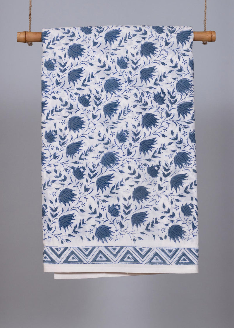 Inferno Blue Cotton Hand Block Printed Fabric (2.00 Meter)