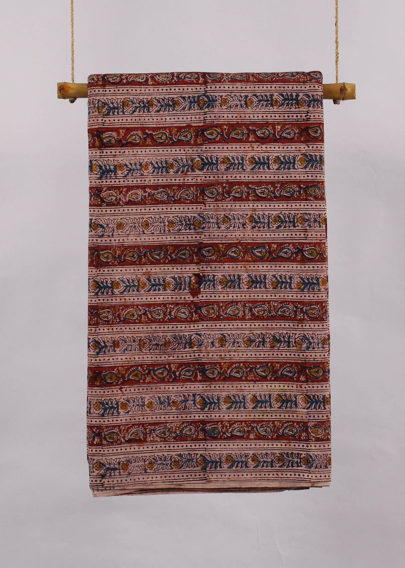 Walls of Eden Rust Cotton Kalamkari Hand Block Printed Fabric