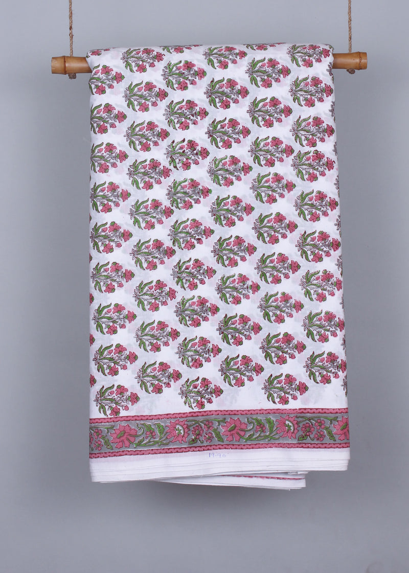 Coastal Cherries Cotton Hand Block Printed Fabric