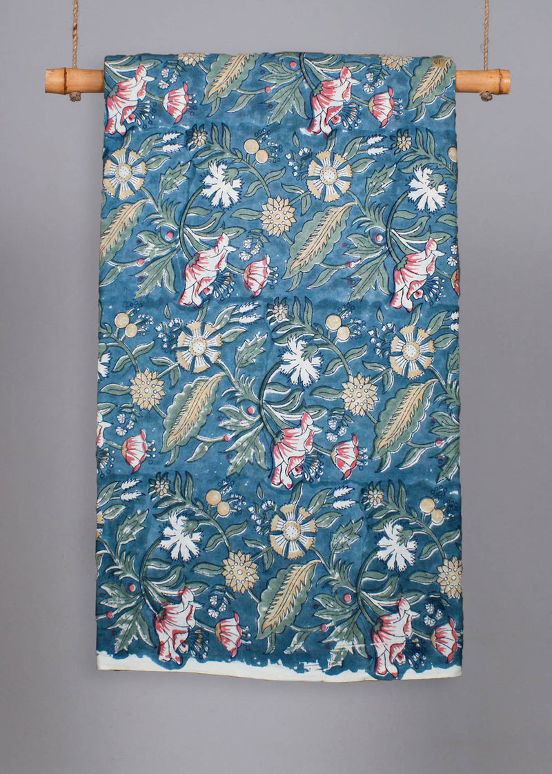 Ocean Heights Cotton Hand Block Printed Fabric (3.00 Meter)