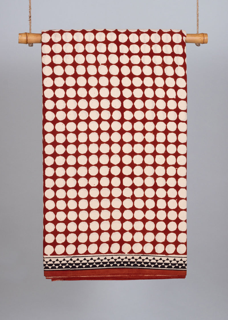 Aloe Crimson Cotton Hand Block Printed Fabric